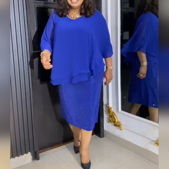 Dresses & Skirts - S010: NWT ROYAL BLUE SHIMMER MIDI DRESS